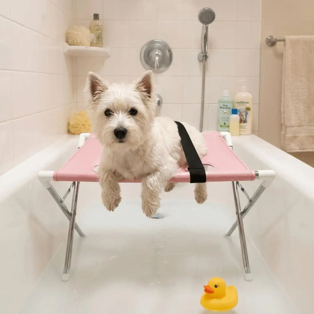Foldable Pet Grooming Table Non-Slip Breathable Pet Grooming Hammock Stable Structure Quick-Dry Mesh Pet Washing Rack