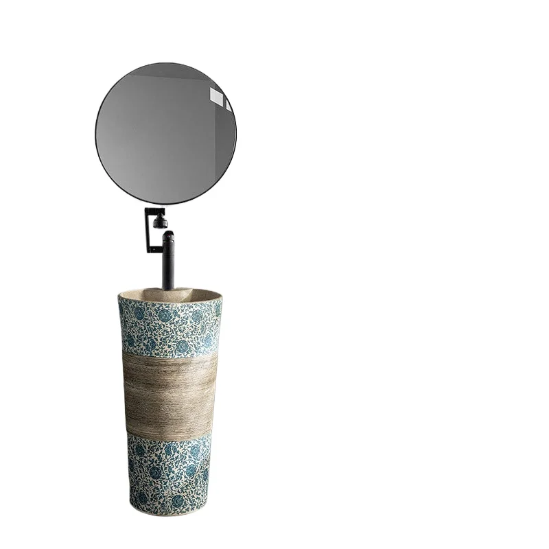 

Ретро синий и белый домашний балкон, колонна, умывальник, керамический встроенный колонный умывальник, садовый умывальник для отеля