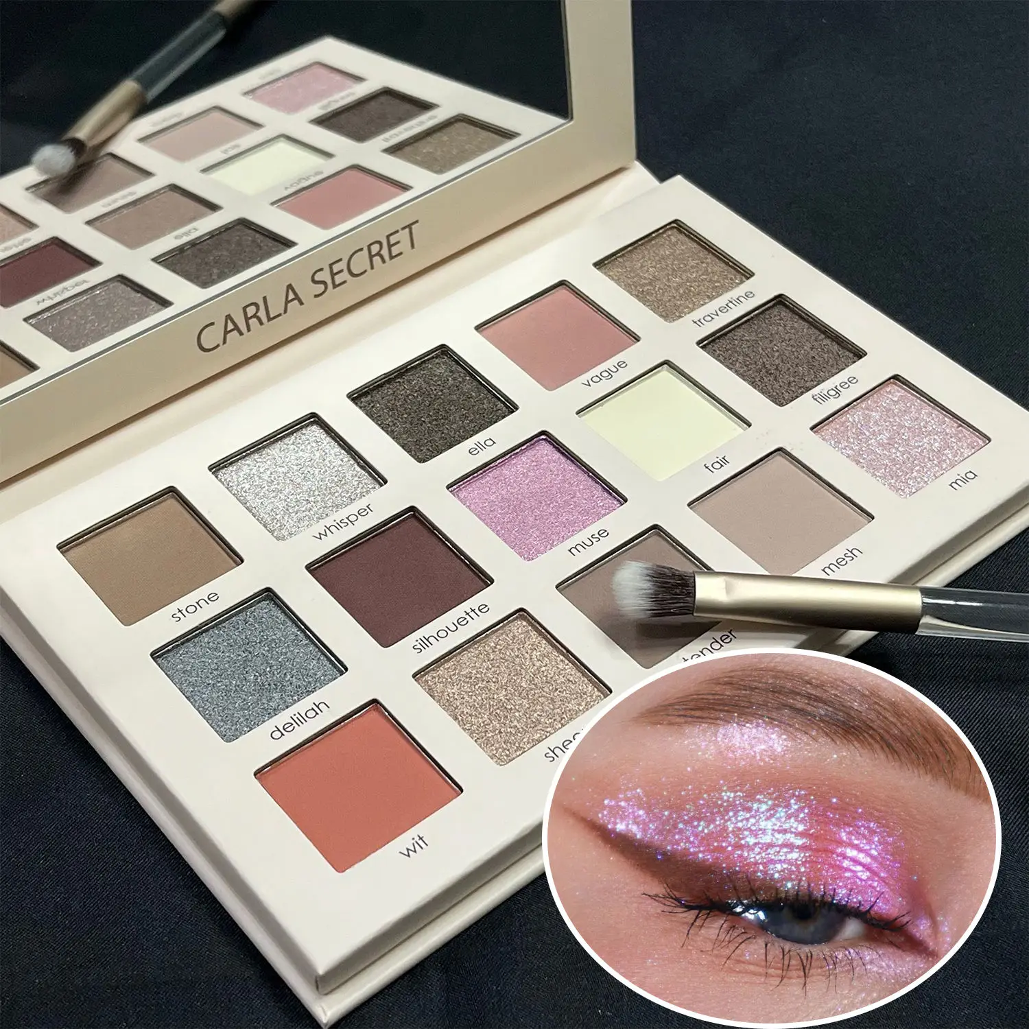 15-Color Eyeshadow Palette Matte & Shimmer Finish Soft Milk Tea Tones Compact & Easy for Daily Student Makeup