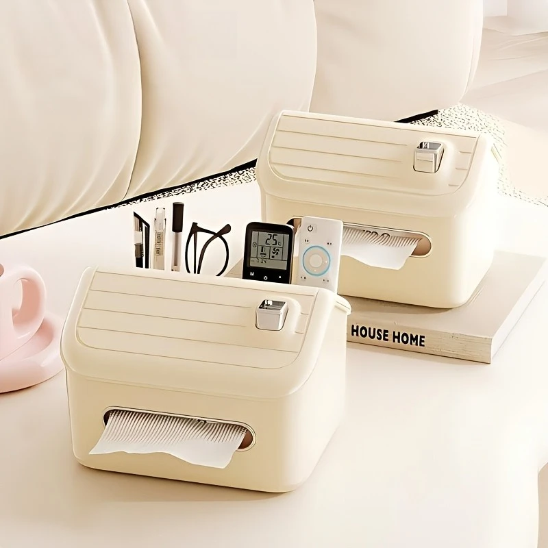 

Minimalist Plastic Tissue Holder/Box, Waterproof Multifunctional Napkin Dispenser, Small Size for Bathroom Living Room Desktop