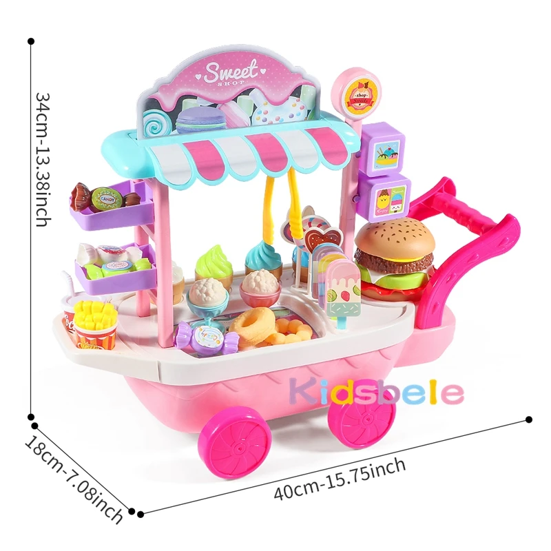 Toys Pretend Play Set Mini Ice Cream Candy Trolley Ice Cream Shopping Cart House Play Educational Car Truck Cart Brain Game Kids