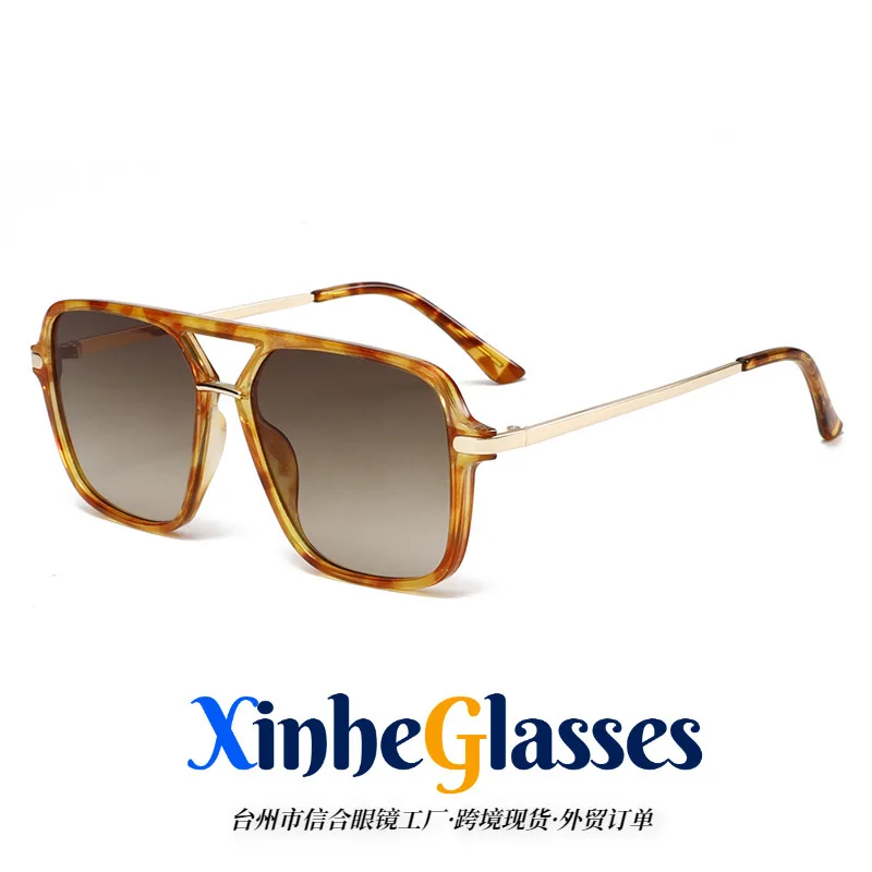 

Retro Metal Double Bridge Square Sunglasses Unisex UV400 Protection Vintage Fashion Sun Glasses for Men Women