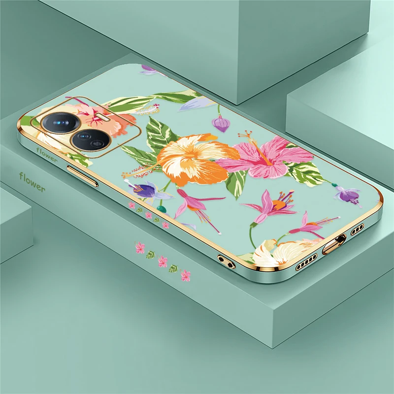 Чехол для телефона Vivo V40 V30E V29 V29E V27E V25E V23E V21E V21 V25 V27 Pro, роскошный противоударный чехол с цветочным узором