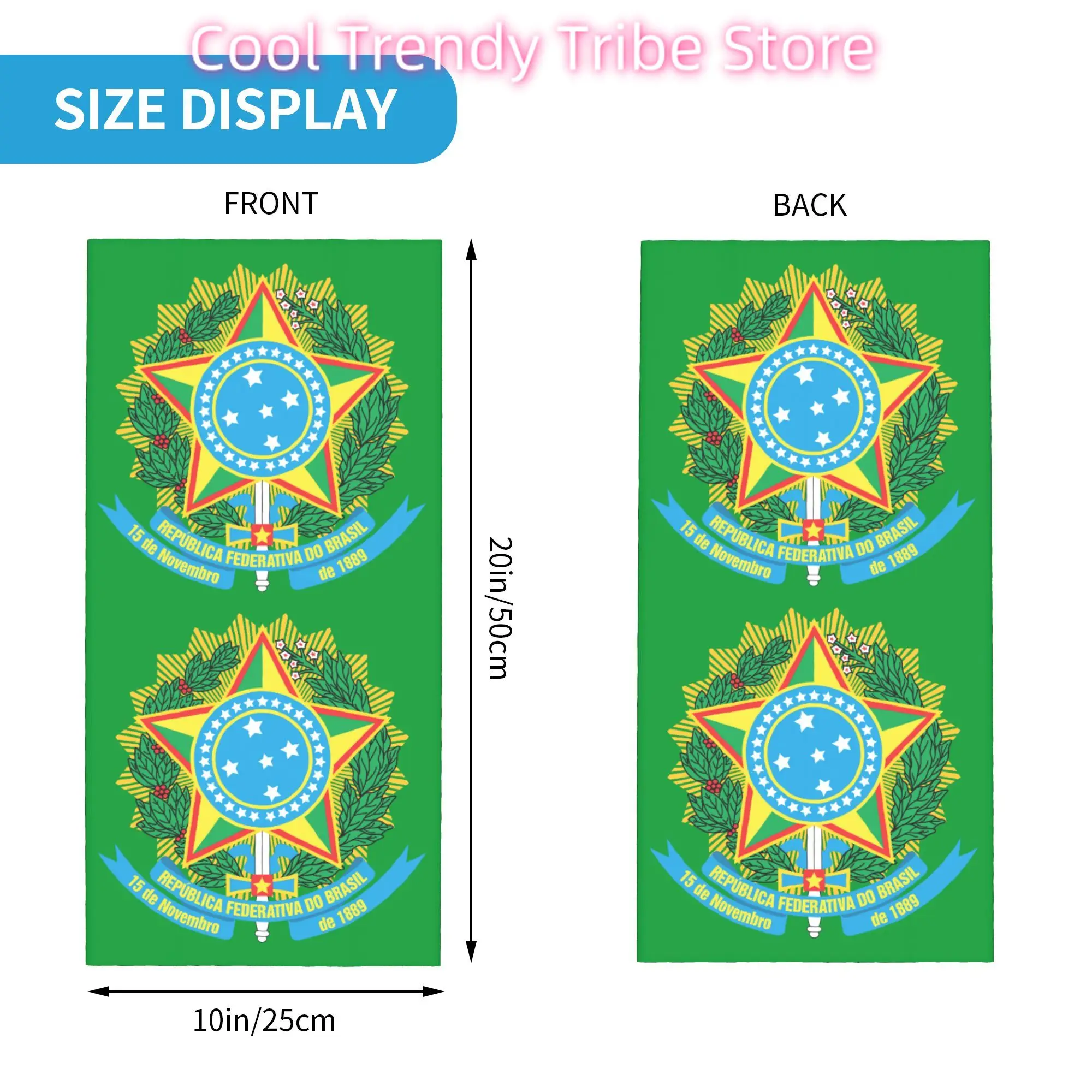 Custom Brazil National Emblem Neck Gaiter Women Men UV Protection Winter Brazilian Map And Flag Bandana Scarf for Ski