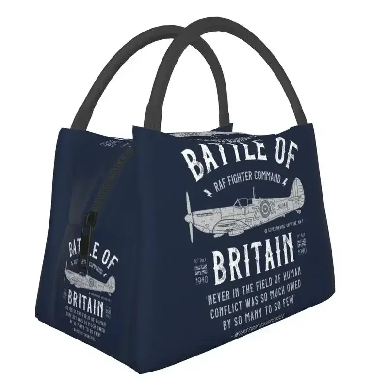 

Battle Of Britain Insulated Lunch Bags for Women Supermarine Spitfire Fighter Pilot Aircraft Airplane Portable Food Box