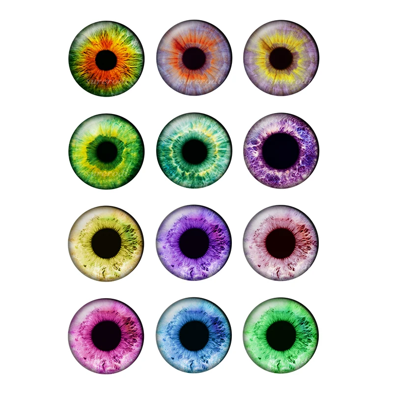 12 Pairs/bag 14mm Super Thin Glass Cabochons Doll Eyes Chips for DIY Crafts BH172