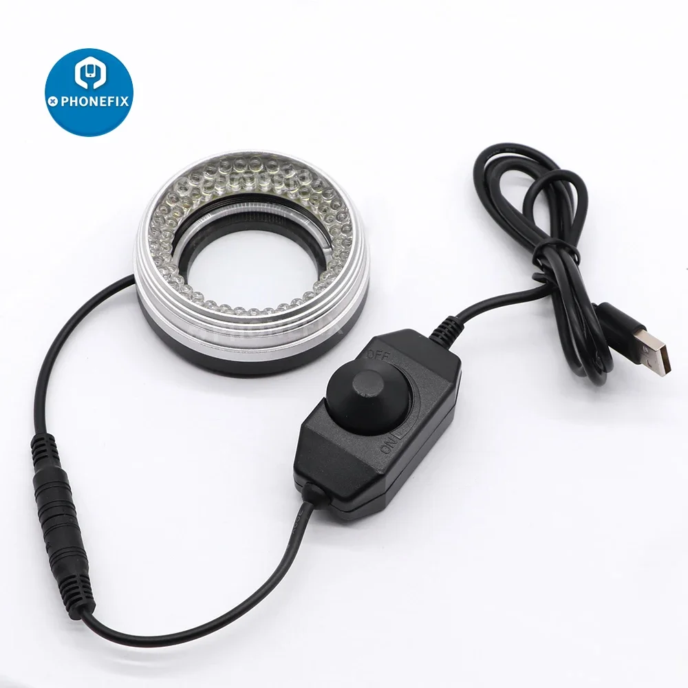 50mm Inner Diameter 72 LED Rings Light Illuminator Lamp For Stereo Microscope HDMI VGA USB Video Camera Adjustable Light Source