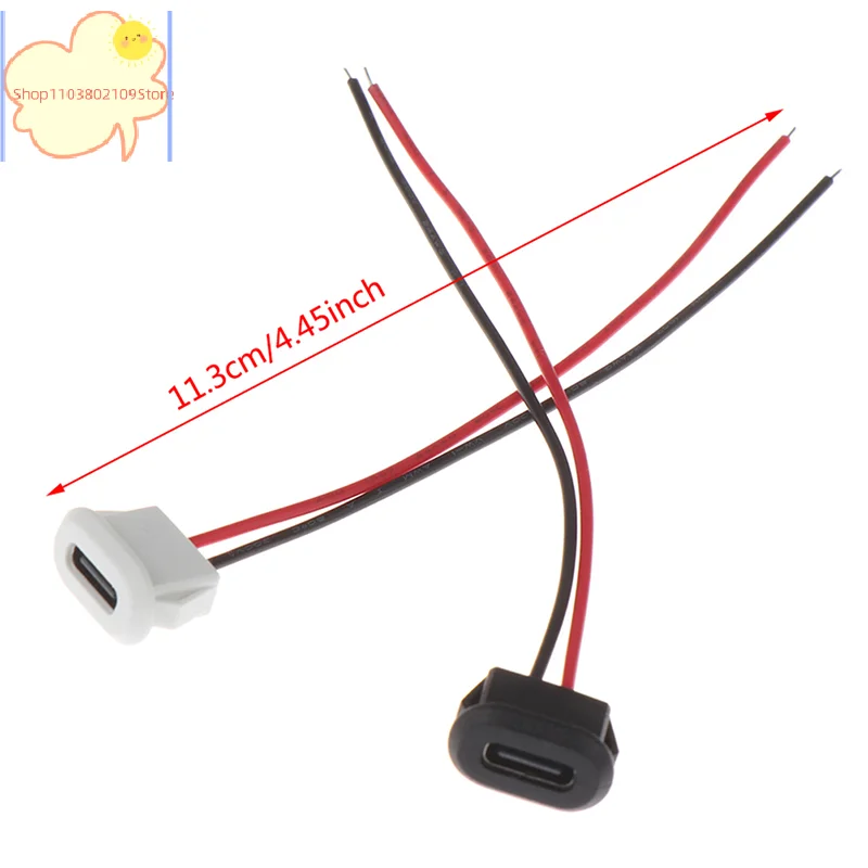 [HM]2Pin USB-C Type C Waterproof USB Connector Direct Compression Female Base Socket Charging Interface With Welding Wire Socket