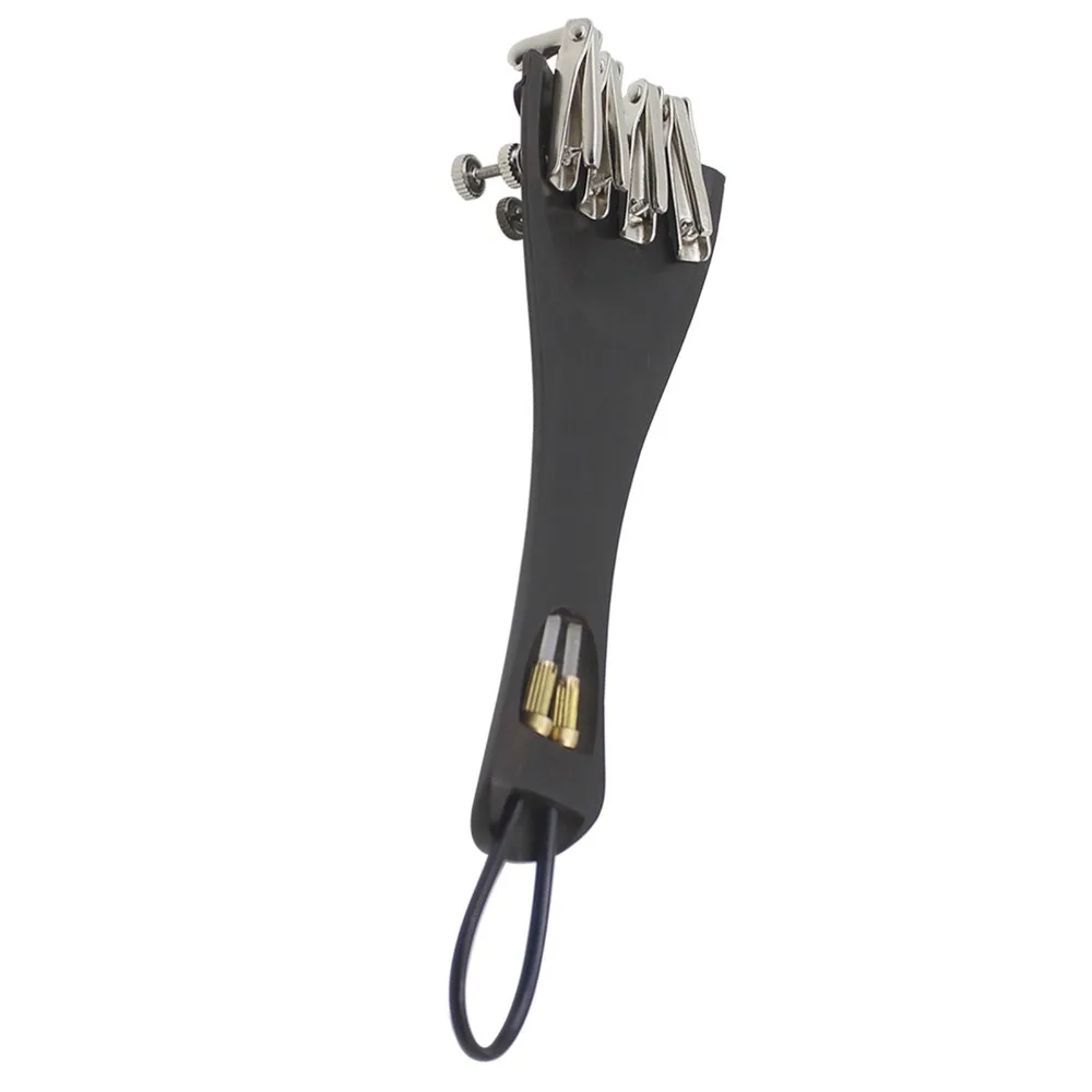 ​6Pcs ​​3-in-1 ​Violin Tailpiece Set​ Ebony Wood ​Tailpiece Rope​ ​Ebony Tailpiece​ ​With Nylon Tailgut​ ​Violin Accessory Kit​