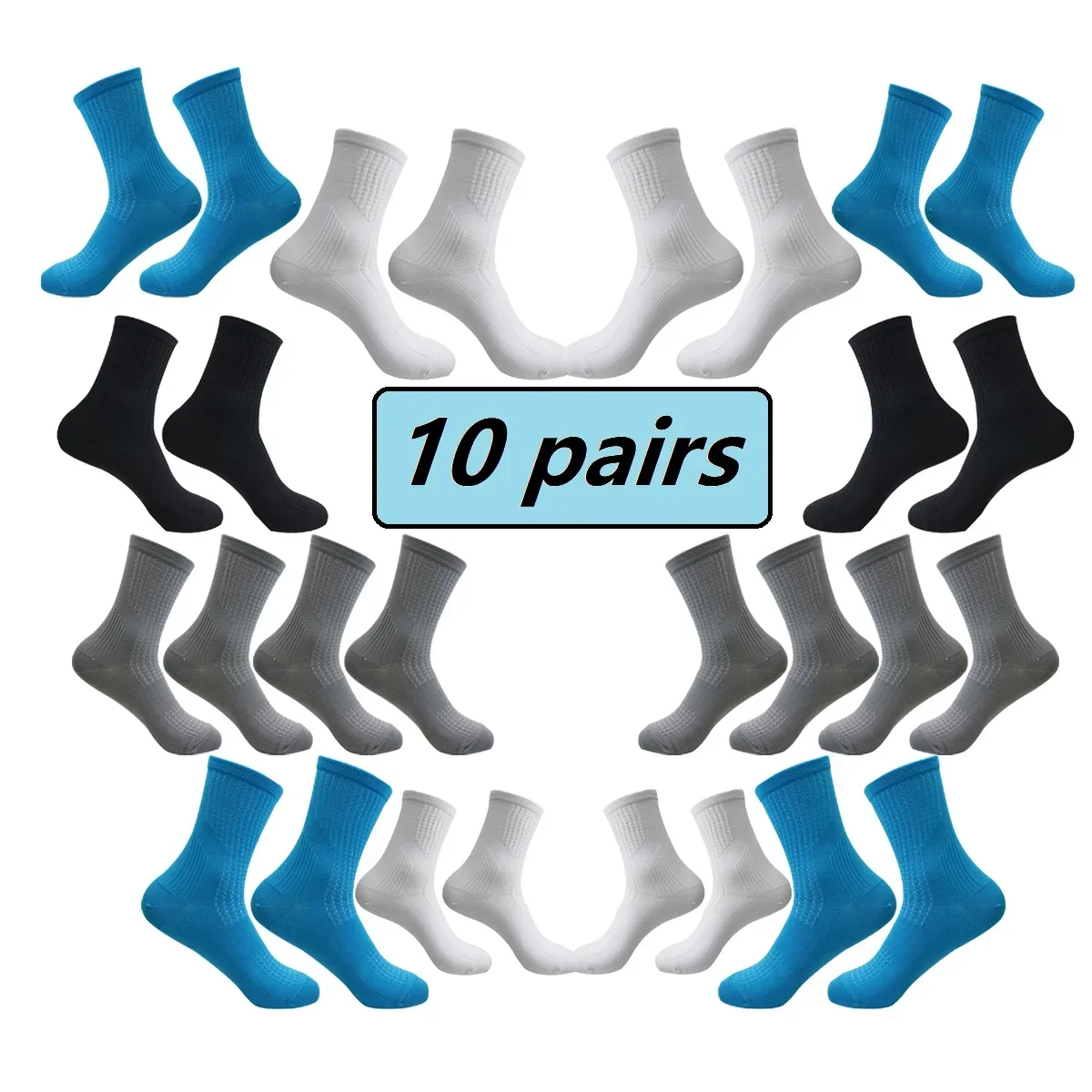 

10 Pairs Nylon Cycling Socks Sports Socks Basketball and Football Cycling Socks Men's and Women's Styles