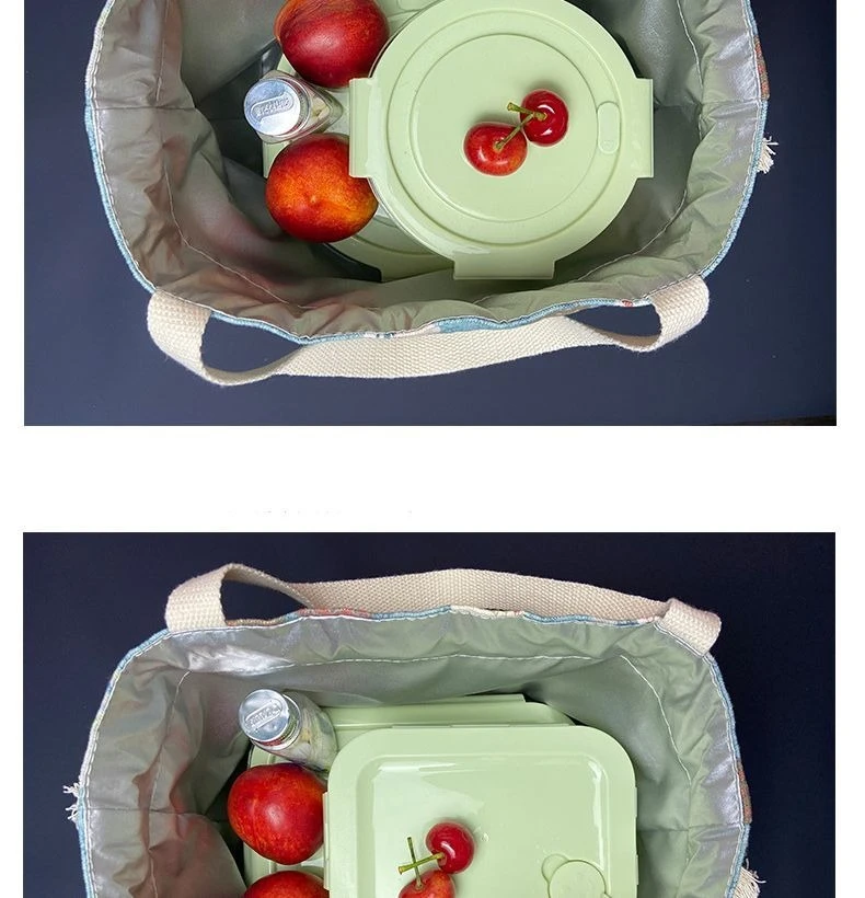 Karierte Handtasche mit Kordelzug, wasserdicht, ölbeständig, Lunchtasche, tragbare Kosmetik-Aufbewahrungstasche, modische Tragetasche – Detail 8
