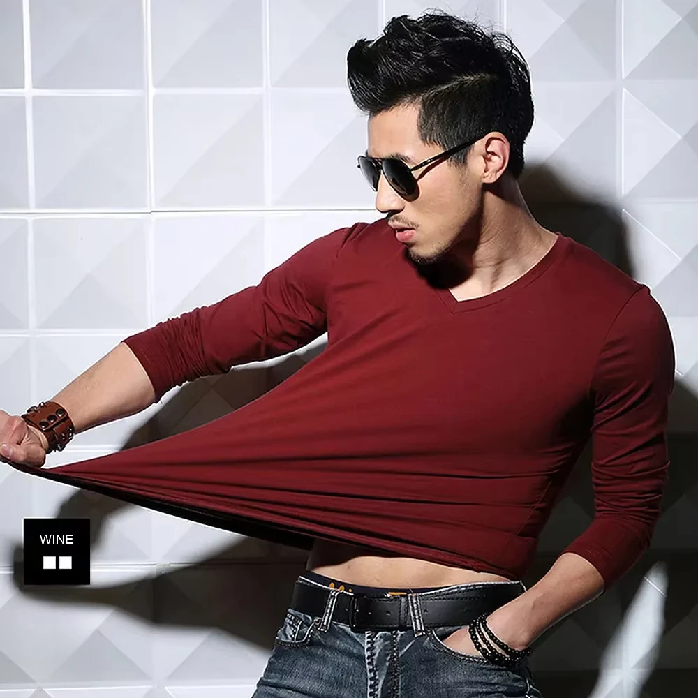MRMT 2026 Men\'s T-Shirt 5XL Long Sleeved Men T Shirt Pure Color Casual Mens Long Sleeve T shirts for Male Tops Tees