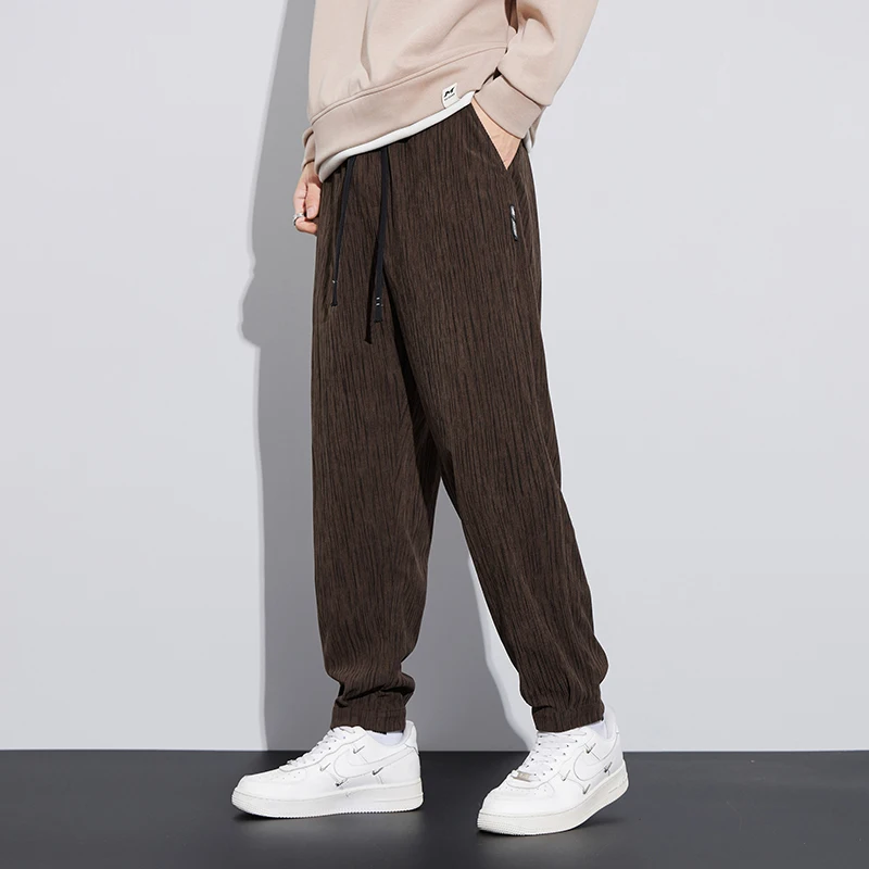 Autumn Spring Stripe Pants Men Harajuku Casual Harem Korean Hip Hop Y2K Sweatpants Jogger Luxury Corduroy Trousers Male Plus 5XL