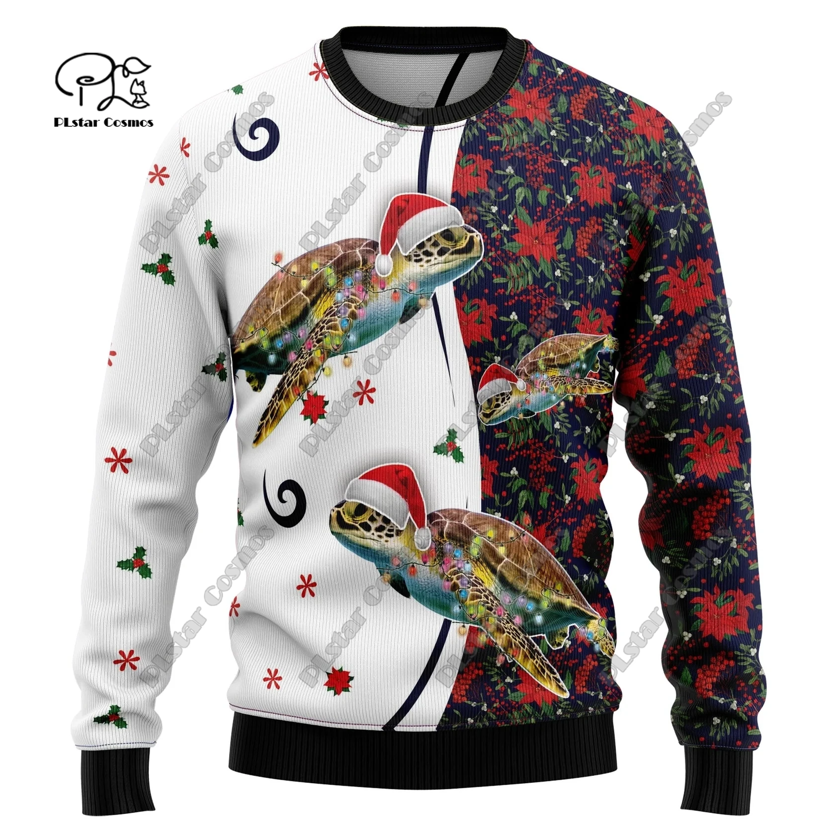 New 3D printed Christmas elements Christmas tree Santa Claus pattern art print ugly sweater street casual winter sweater S-13