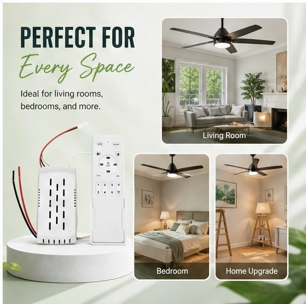 1Set Dc Motor Controller Ceiling Fan Wireless Remote Universal Adjustable Fan Speed Light Control for Bedroom Living Room