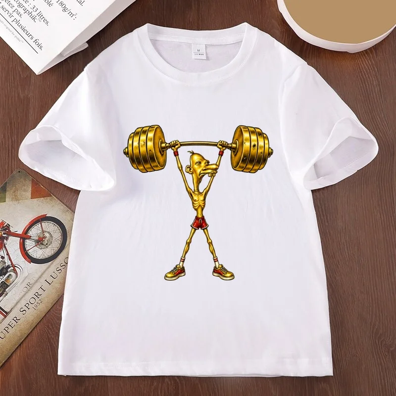Neegy Gym T-Shirts Comedic Fitness Dumbbells Graphic T Shirts Men's Women' Gym Wear T Shirt Cotton Short Sleeve Round Neck