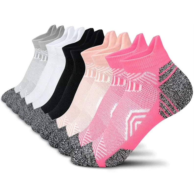 

5 Pairs Performance Athletic Ankle Socks for Men and Women Ankle Support Low Cut Soft Tab Marathon Running Compression Socks