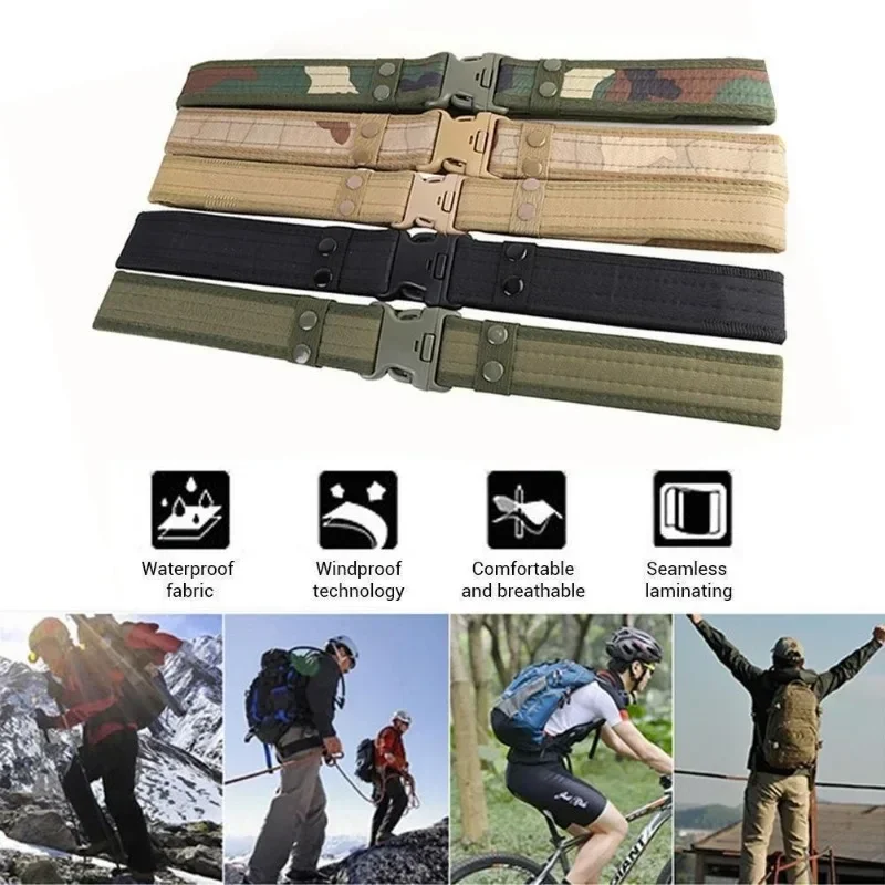 Cinto de combate pesado ajustável de camuflagem, cinto de nylon masculino perfeito para montanhas, escalada, pesca, caminhadas, ao ar livre, 1pc