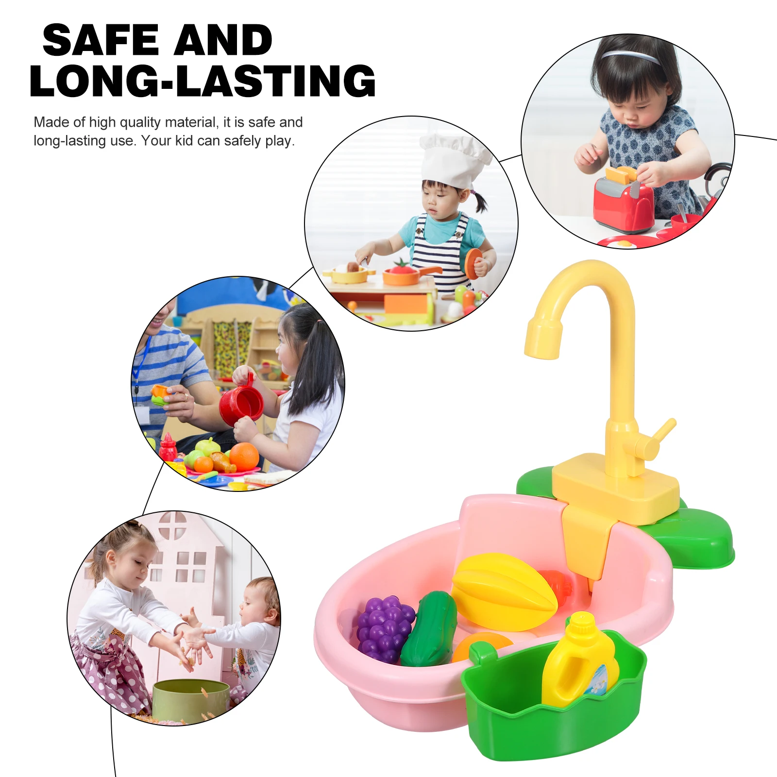 1Set Simulatie Vaatpan Keuken Speelset Plastic Waterkanaal Kit Educatief Kinderen Keukengerei Cognitief Vroeg Leren Cadeau