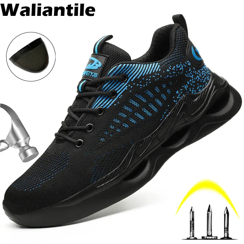 Waliantile Indestructible Safety Shoes Sneakers For Men Women Anti-smashing Steel Toe Construction Work Boots Safety Shoes Male