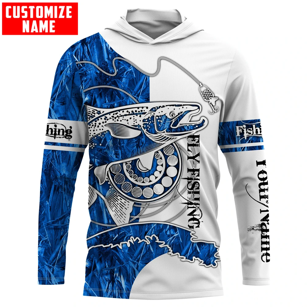 Salmon fly fishing blue Custom Name 3D All Over Printed Men's Hoodie & Sweatshirt Unisex Zip Hoodies Casual Tracksuits KJ887