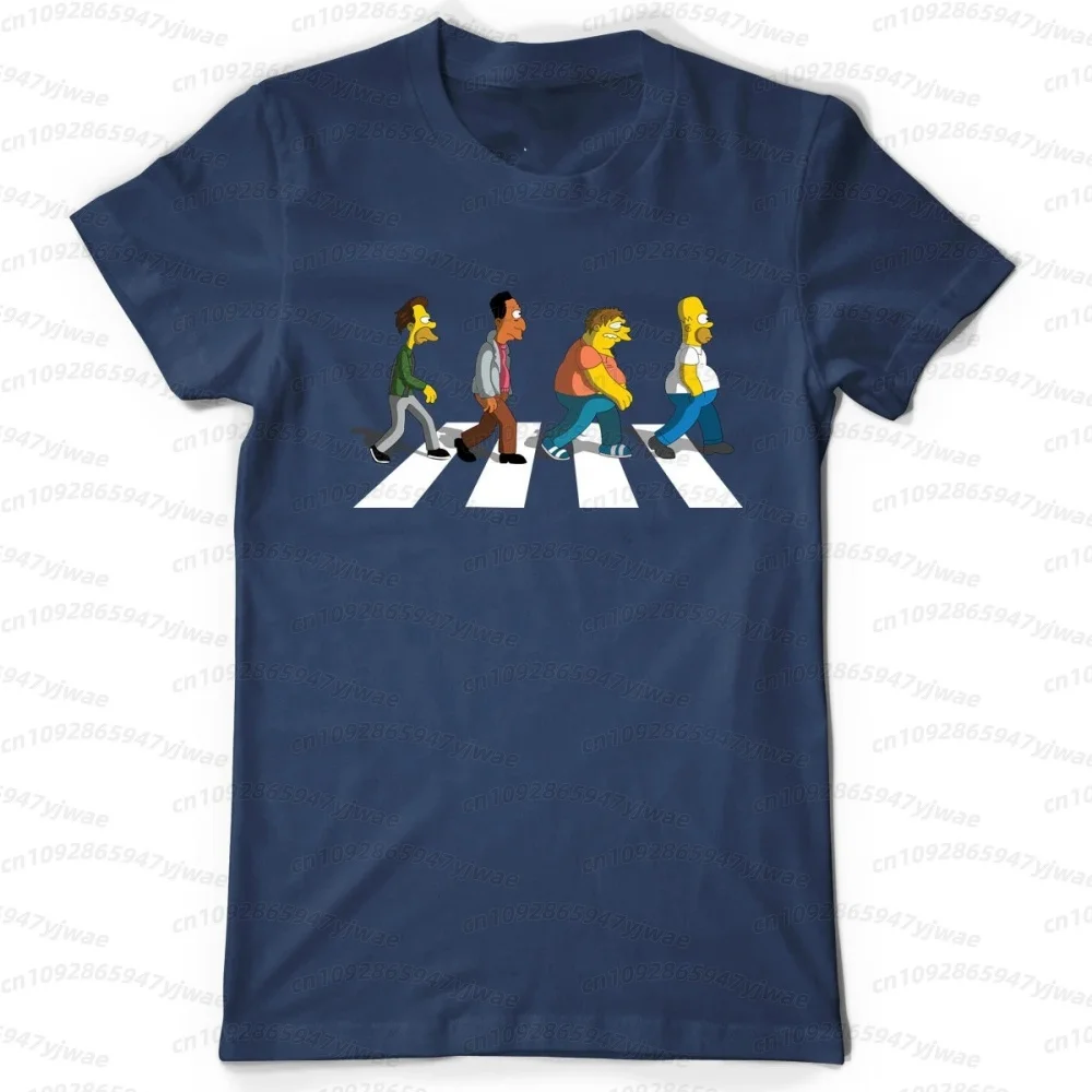 2026 Men Simpsons Dad Sidewalk Short Sleeve T Shirt Men Aesthetic Design Graphic Casual Streetwear Fashion Gift Top Men T Shirt view 2