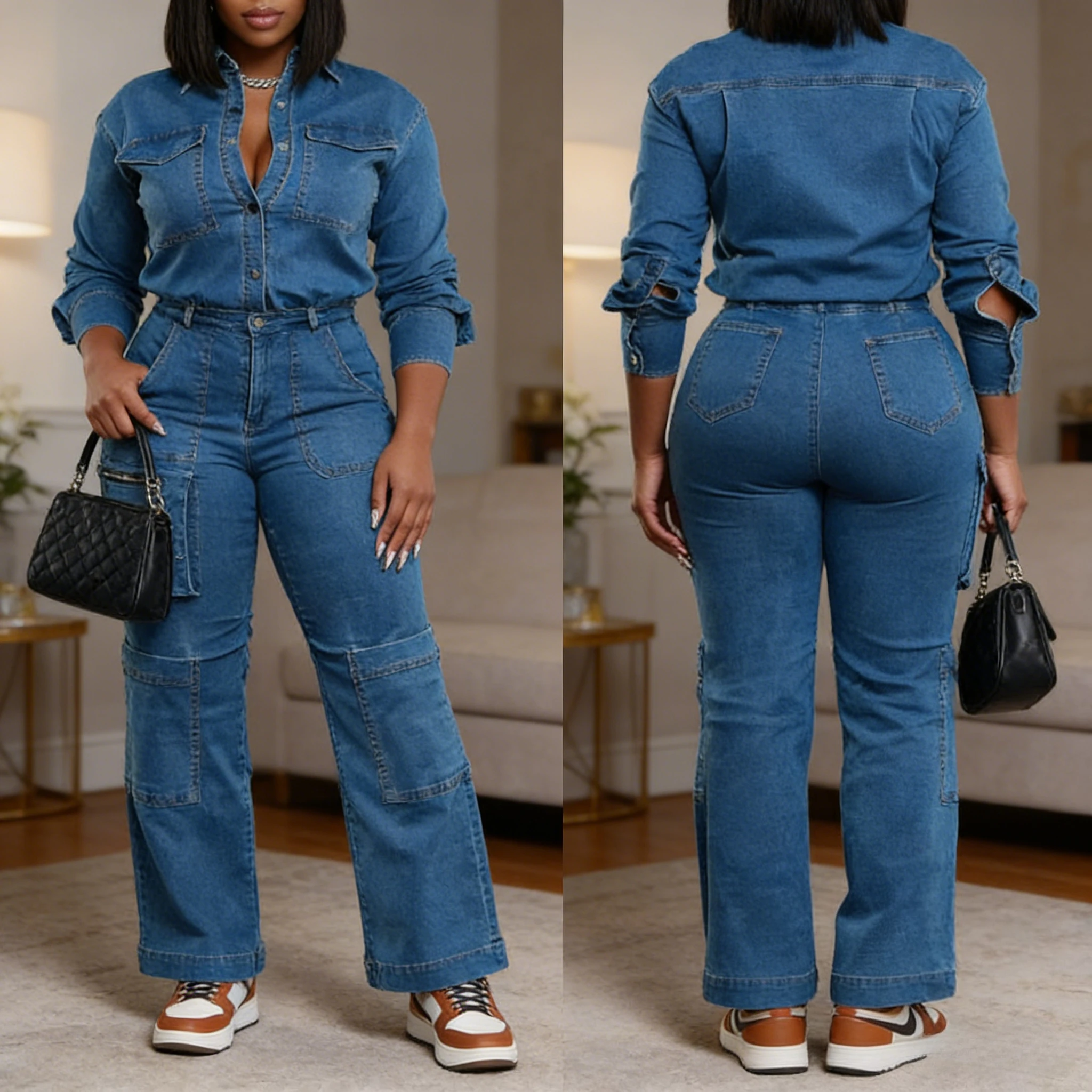 

Women Jumpsuits Denim One Piece Full Sleeve Overalls Long Pants High Waist Rompers Y2k Streetwear Jumpsuit Work Casual 2026