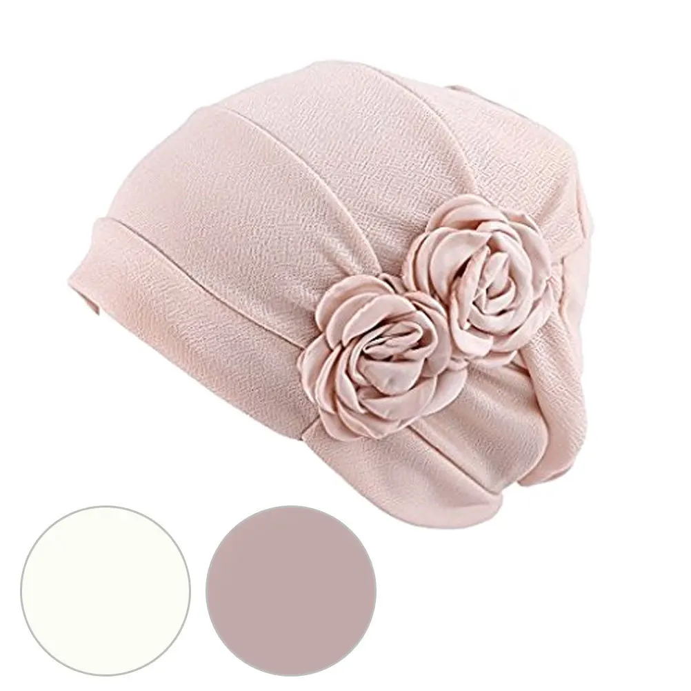 

Woman Corrugated Chemo Hat Beige Random Color Stylish Cotton Headband for Cancer Patients Alopecia Hair Loss Comfort