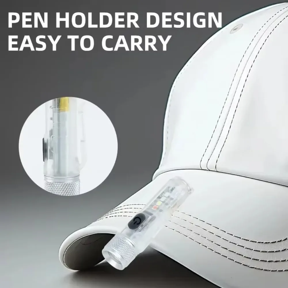 Super Bright Mini Keychain Flashlight 400 Lumens USB Rechargeable Magnetic Torch Multiple Lighting Modes Hat Clip Lamp