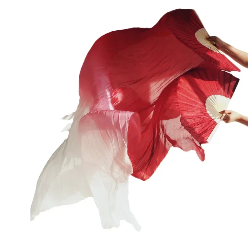 Buikdans Zijden Sluier Fans 1 Paar 100% Echte Zijde Groothandel Klassieke Maat Bamboe Ribben Zijden Fans Dansvoorstelling Rekwisieten Aangepast