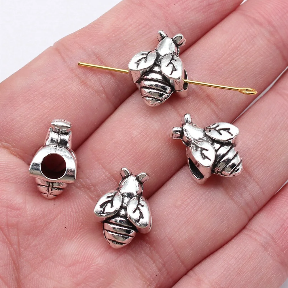 Men Accessories Bee Big Hole Beads Charms For Jewelry Making 16x11.4x9.2mm 10pcs