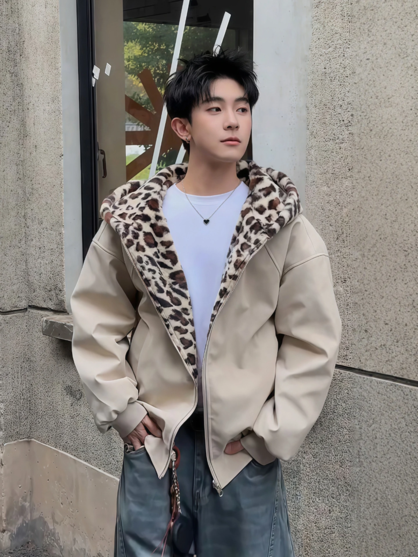 

Мужская зимняя куртка Cleanfit с леопардовым принтом, утепленная флисом, из высококачественной искусственной кожи, с меховой подкладкой, молодежная, повседневная, теплая