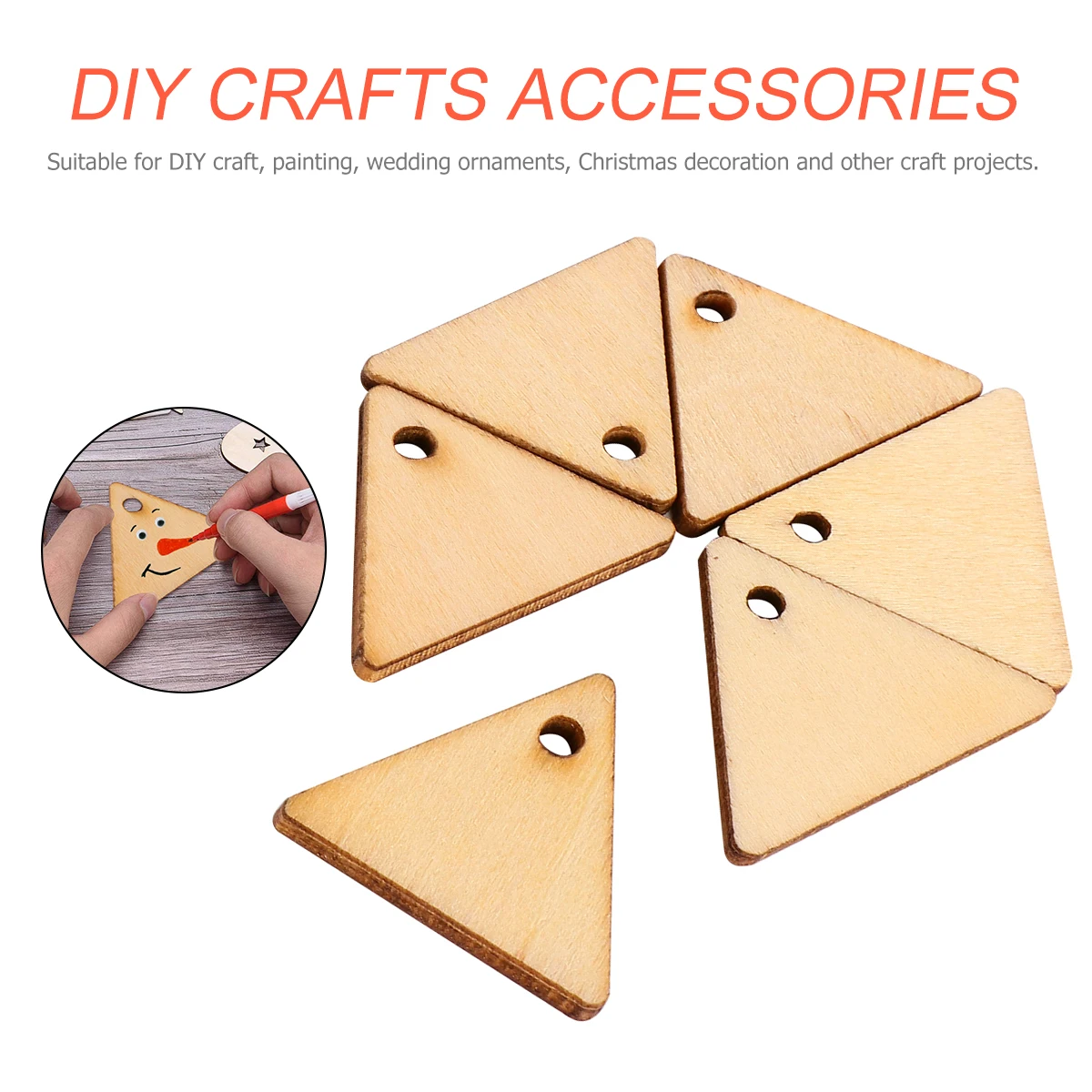 

300 Pcs Wooden Triangle Chip Pendant Unfinished Cutouts Chips Embellishments Diy Light Brown Toddler