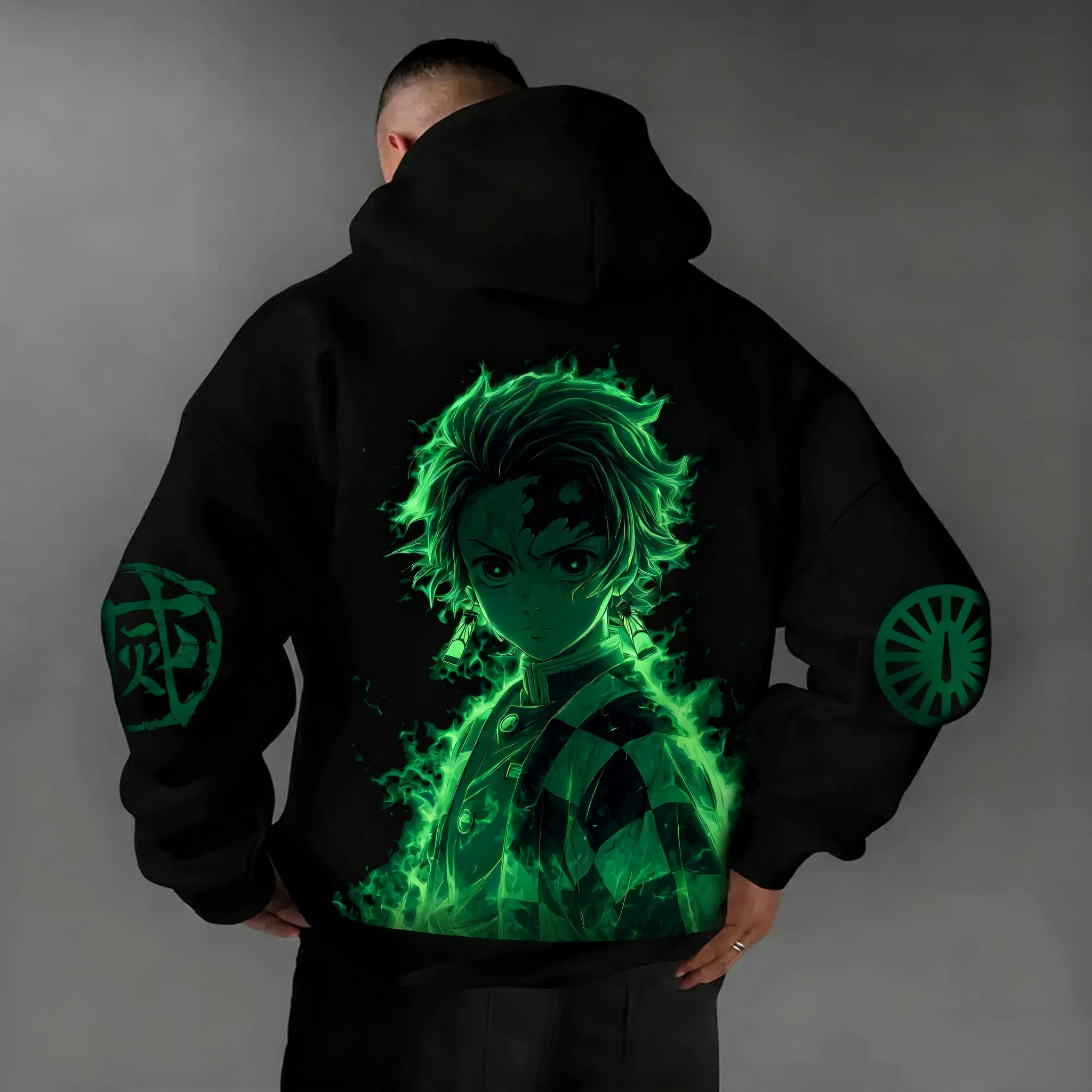 Hoodie Anime Demon Slayer Tanjirou, Pria & Wanita, Musim Gugur/Dingin, Model Harajuku Terbaru, Ukuran Besar, Trendi, Longgar, Atasan untuk Orang Tua & Anak
