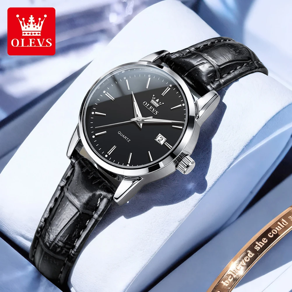 

OLEVS 6898 Woman's Watch Fashion Classic Date Quartz Watches for Women Leather Strap Waterproof Luminous Ladies Clock
