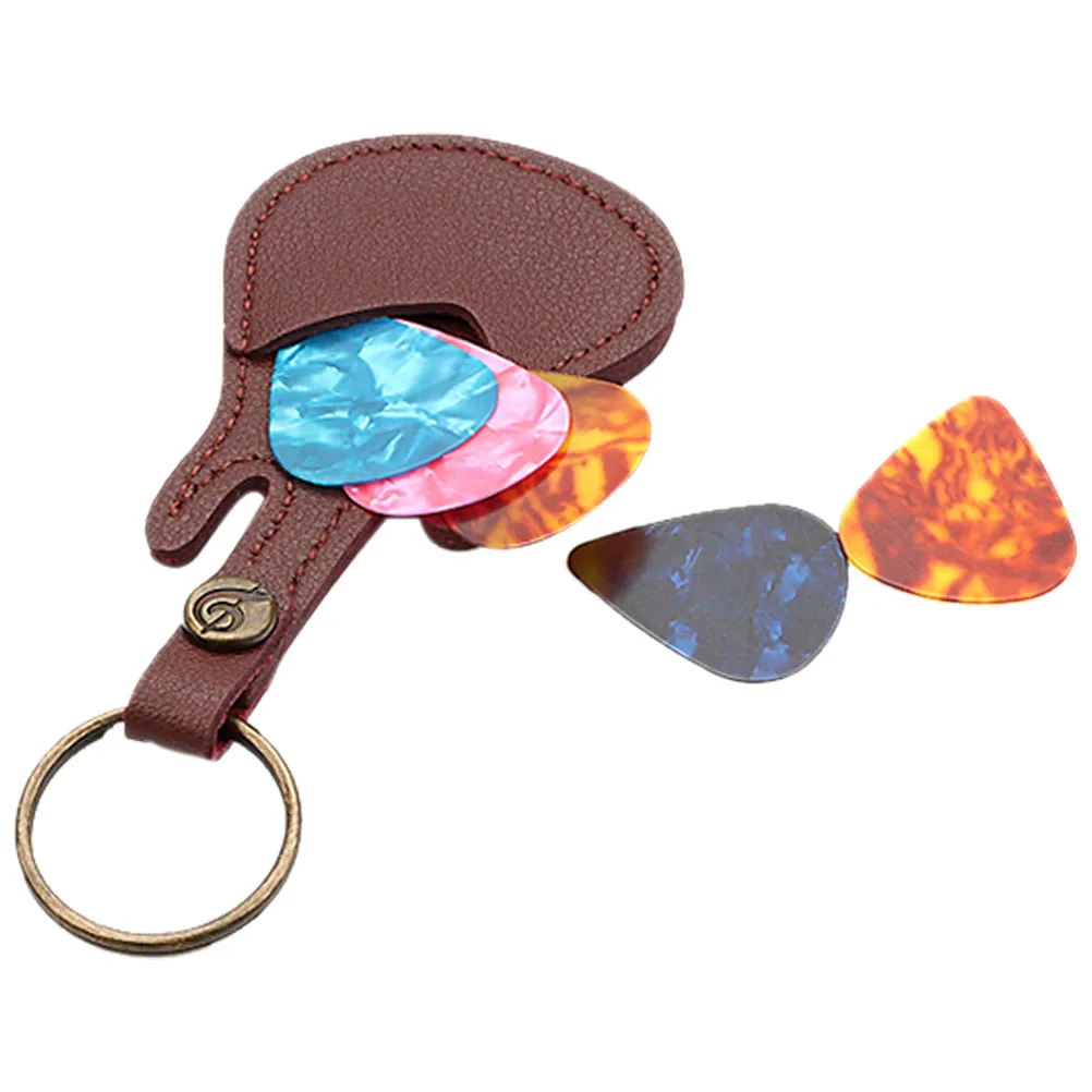 

Guitar Pick Bag Guitar Shaped Picks Holder Plastic Storage Case Instrument Container Keychain Trendy Accessory