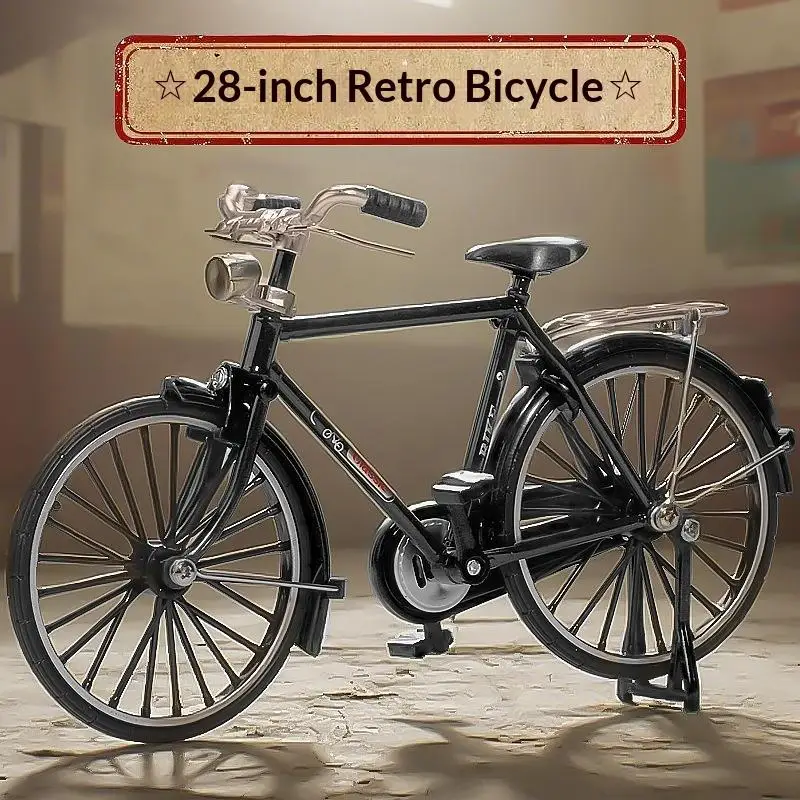 [JN] 1 Set Simulations-Sammlerstück Geschenk 1:10 Modell Mini Retro Legierungsfahrrad Druckguss-Mountainbike aus Metall mit Aufpumpfunktion Spielzeug