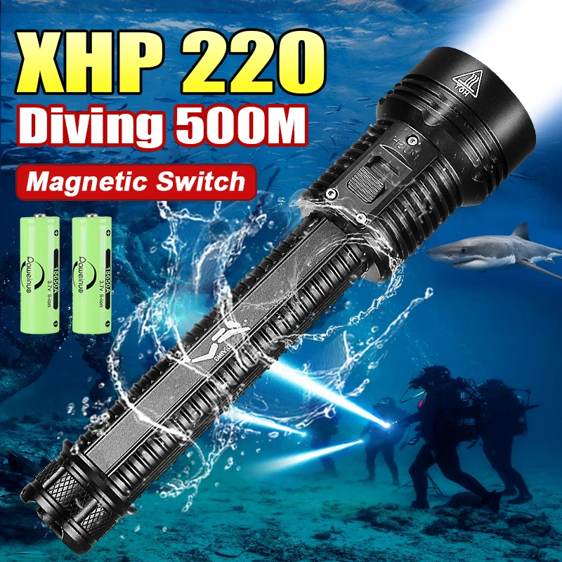 Strong Light XHP220 LED Diving Flashlight Rechrgeable Most Powerful Underwater Lantren Professional Diving 500M Waterproof Torch