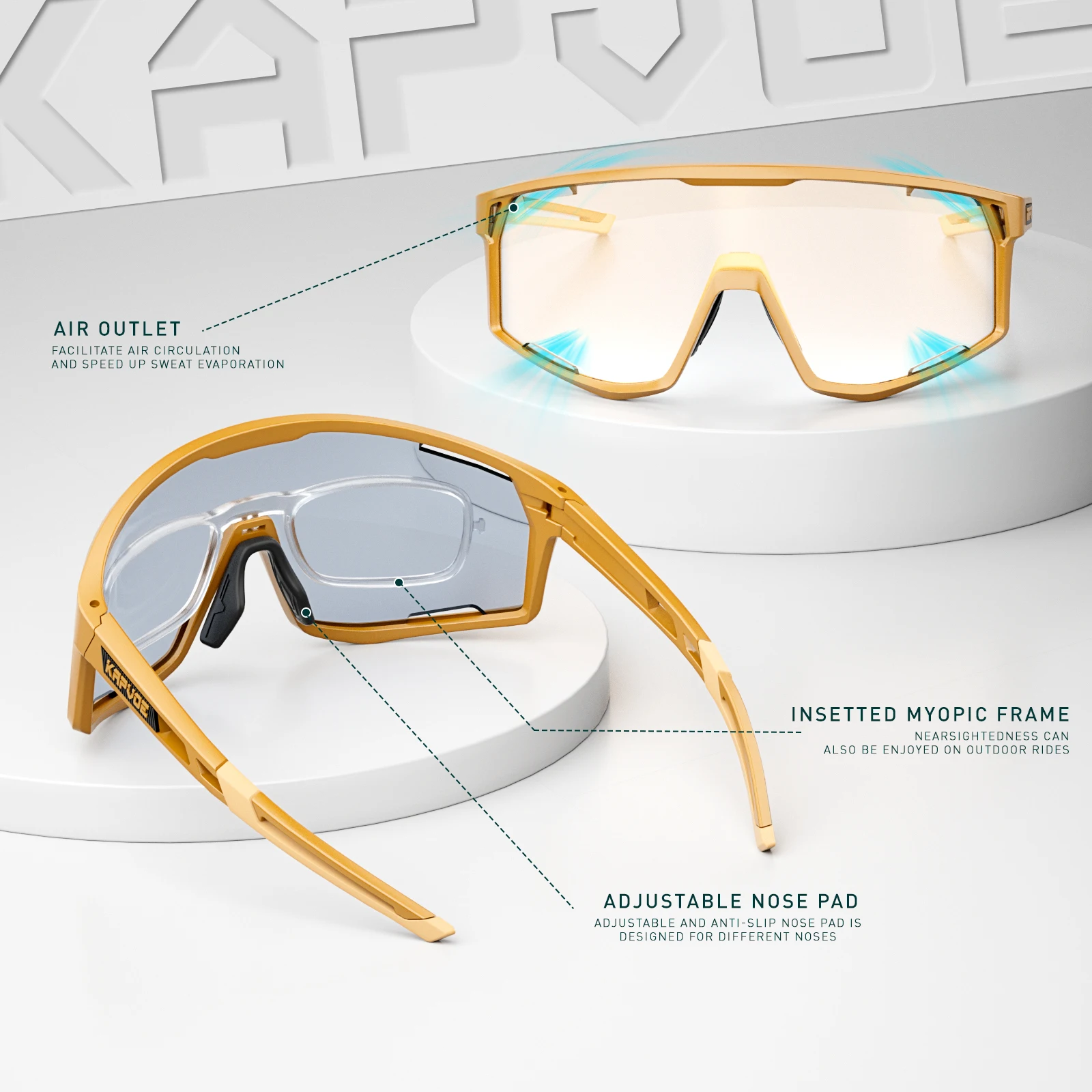 KAPVOE Color Photochromic Cycling Glasses Men MTB Cycling Sunglasses Outdoor Sports Goggles UV400 Bicycle Glasses