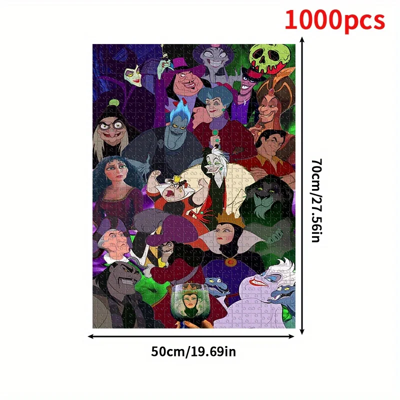 1000pcs Disney Villains Jigsaw Puzzle - Maleficent, Cruella de Vil, Ursula, Jafar, Hades, Dr. Facilier, Kuzco, Yzma - Large Ch