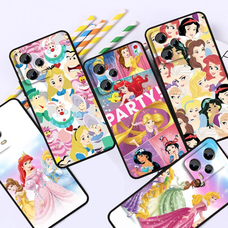 Beautiful Disney Princess For Xiaomi Redmi Note 13 12R 12 12S Turbo 11 11T 11S 10 10S Pro Plus 5G Black TPU Phone Case