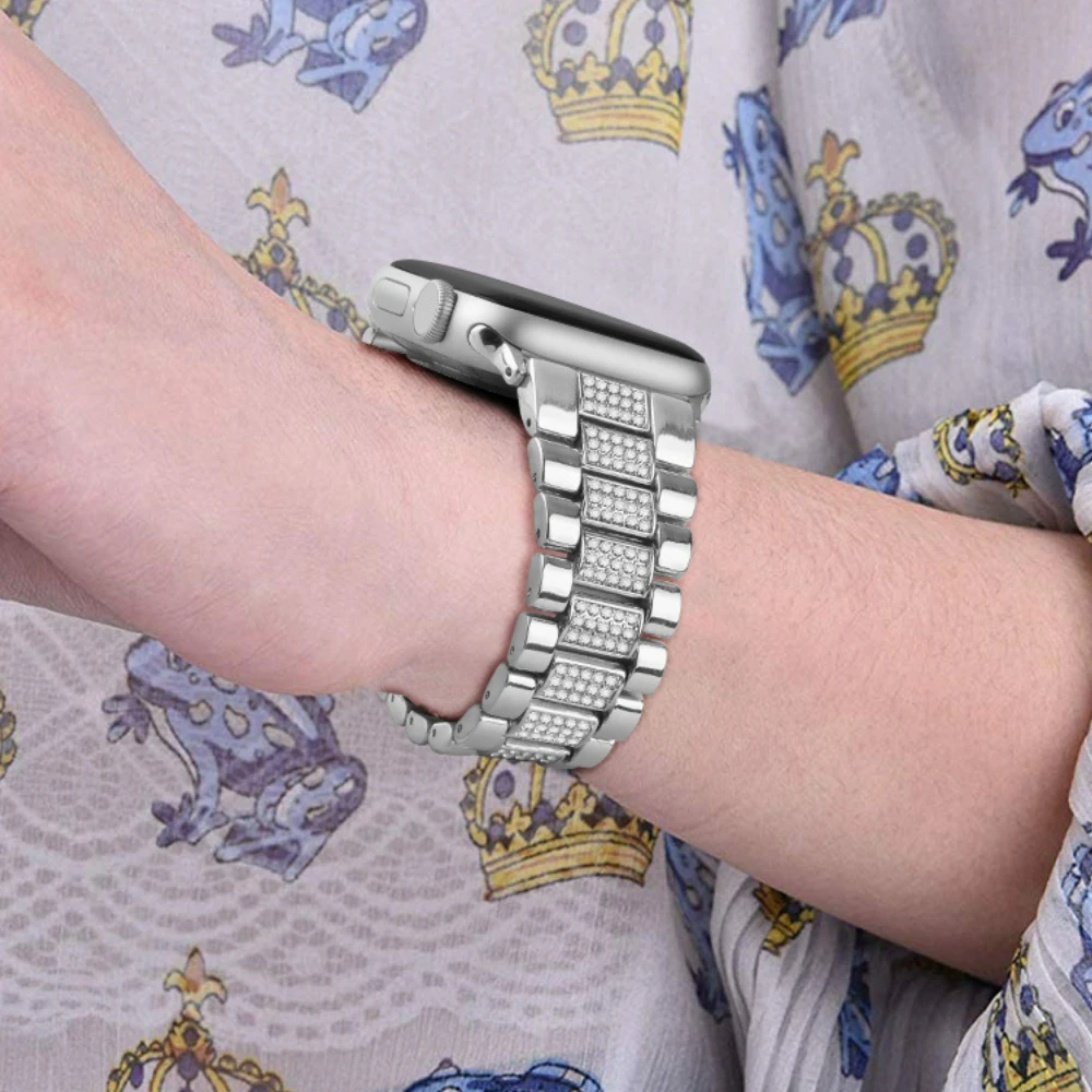 Metal Strap for Apple Watch Band 44mm 40mm 45mm 41mm 42mm 38mm 49mm Diamond Bracelet for iWatch Series Ultra 8 7 6 5 4 3 SE Belt