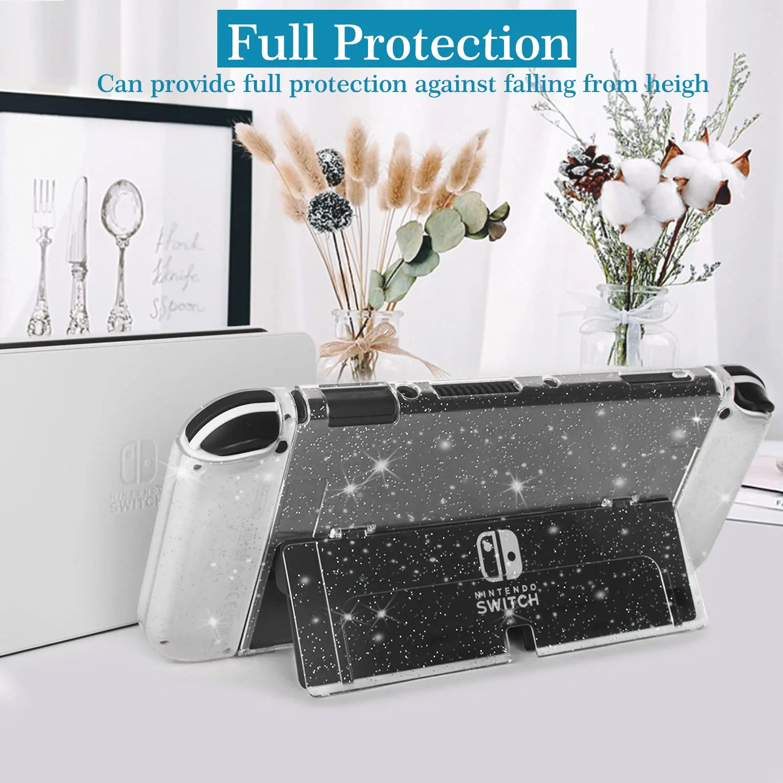 Trong Suốt Pha Lê Trong Suốt Ốp Lưng Glitter Cho Công Tắc Oled Tay Cầm Chơi Game Bảo Vệ Ốp Lưng Cứng Dành Cho Công Tắc Oled Vỏ Da