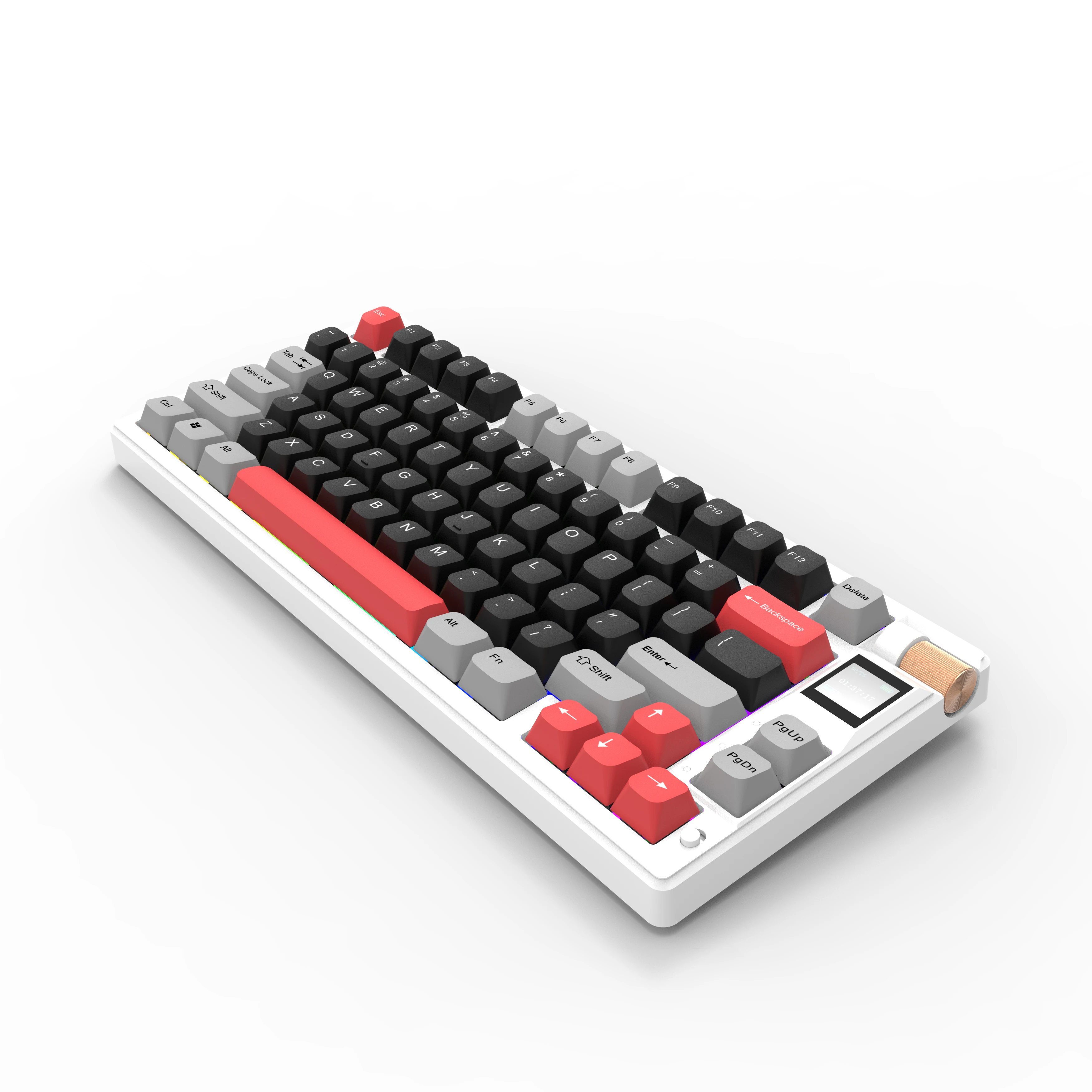 Teclado mecánico con cable para juegos, 75% GHz/Bluetooth/USB-C, 2,4