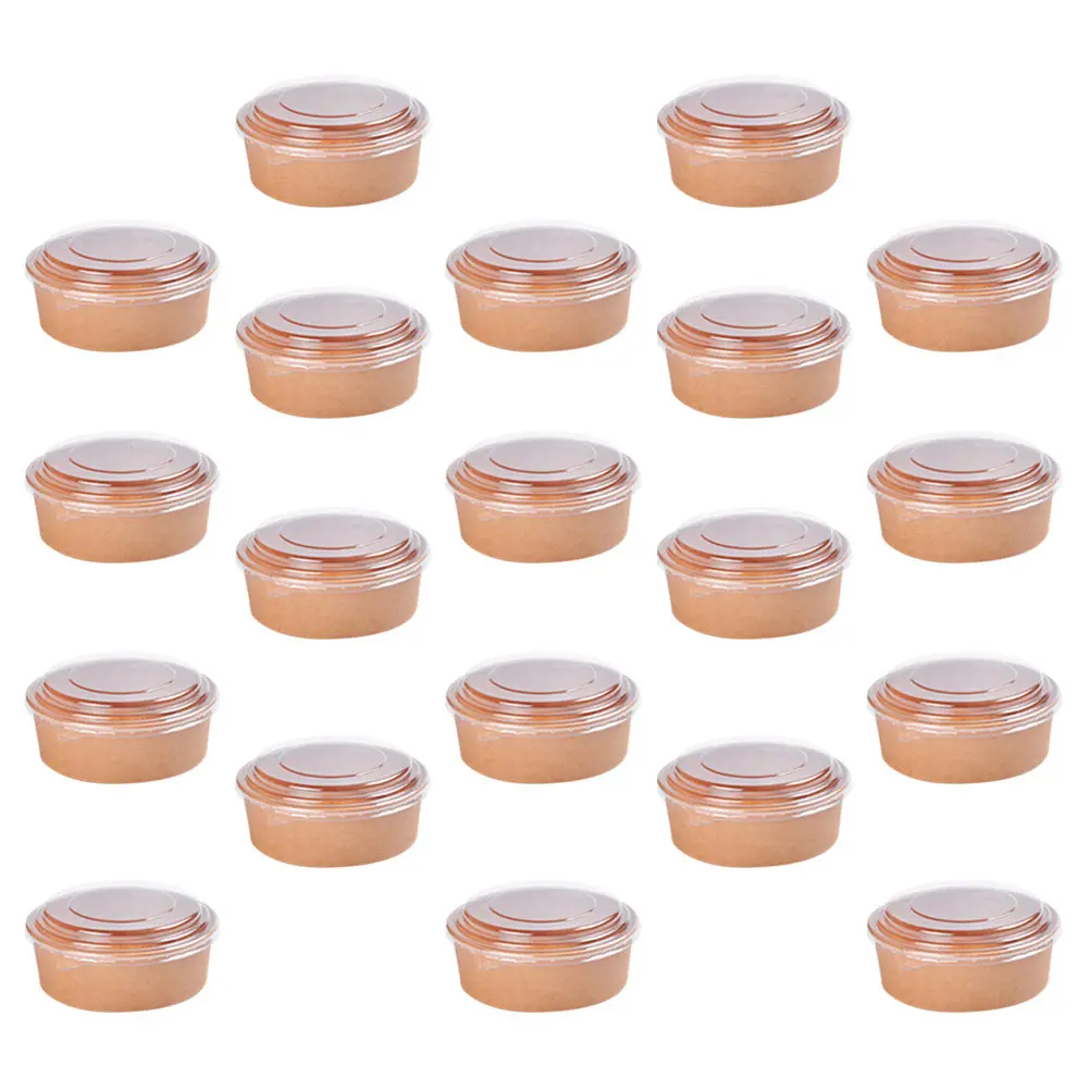 20Pcs Kraft Paper Bowls Leakproof Disposable Salad Bowls Food Containers Meal Prep Round to Go Box Party Favor 16Oz view 6