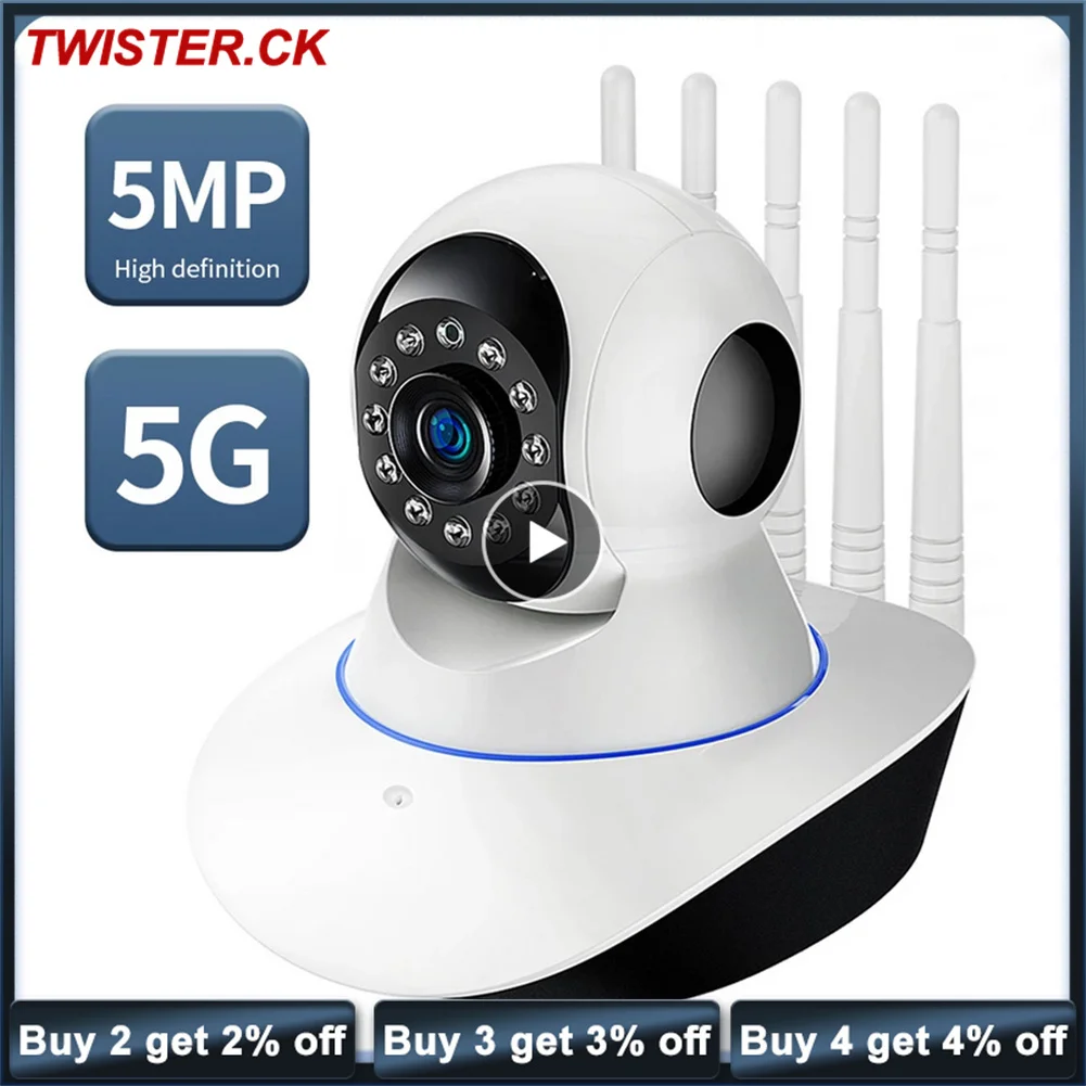 Hd 5MP Wireless IP Camera CCTV 2.4G Wifi Camcorder Security Surveillance Cam Smart Auto Tracking Baby Monitor