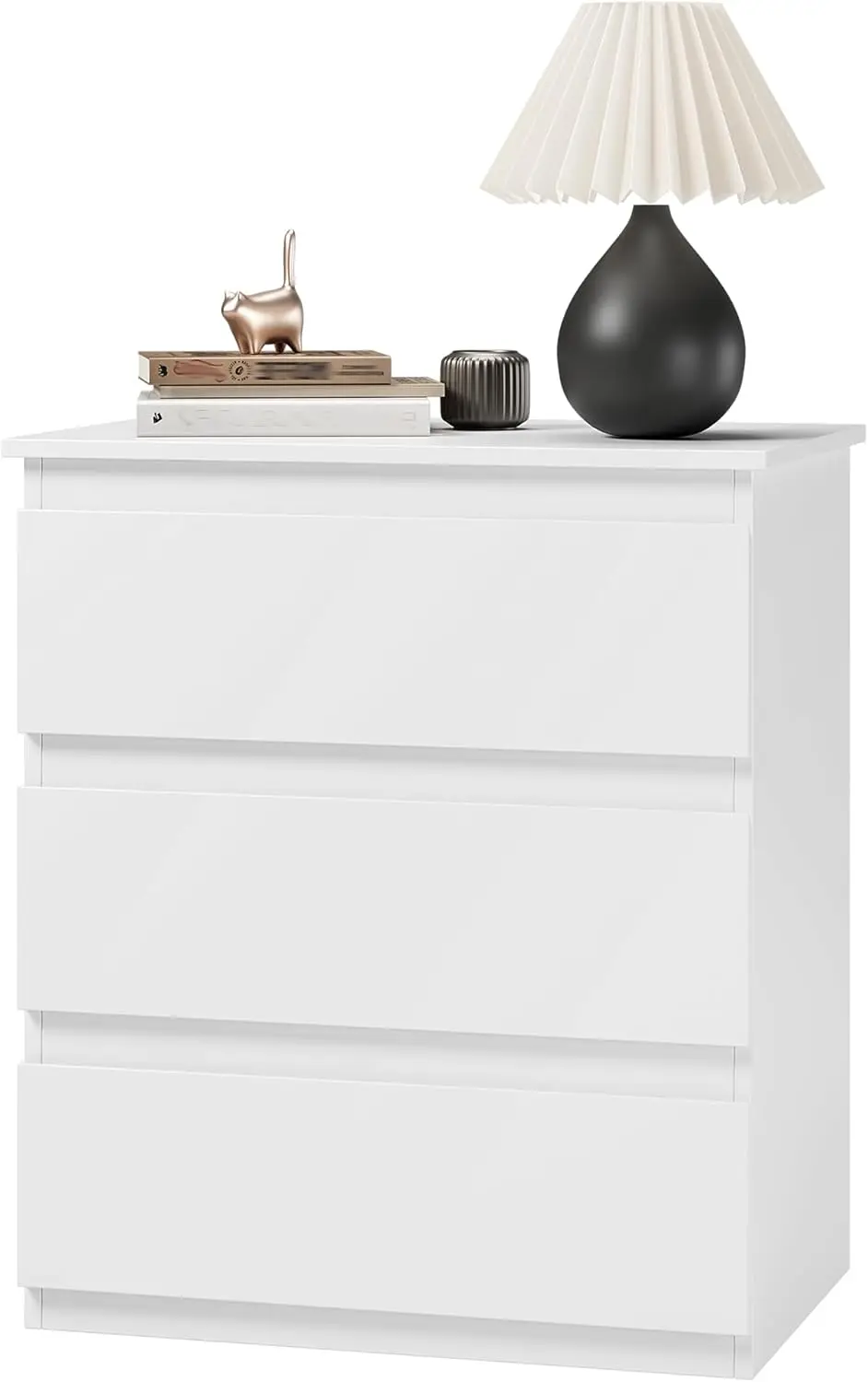 

White 3-Drawer Nightstand, Small Side Table for Bedroom or Home Office, 18'W x 14'D x 24.8'H