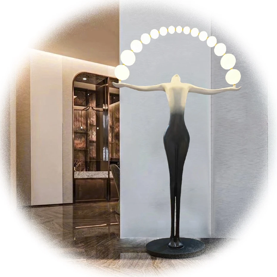 Hotel Designer Modern Minimalist Nordic Floor Light Living Room Corner Resin Sculpture Art Decoration Standing Led Floor Lamp