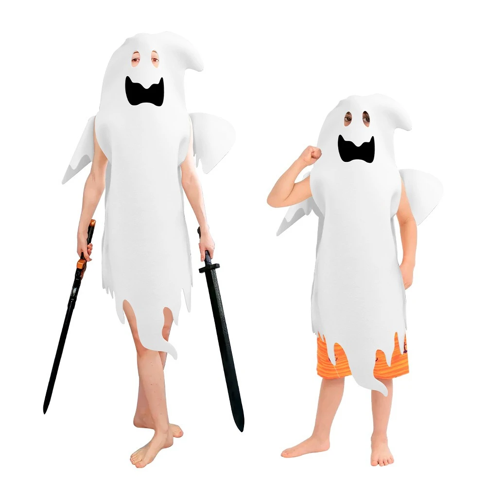 

Halloween Ghost Cosplay Costumes Horror Fright Ghost Face Disguise Wear Adult Child Carnival Party Dress Up Suit Sponge Outfits