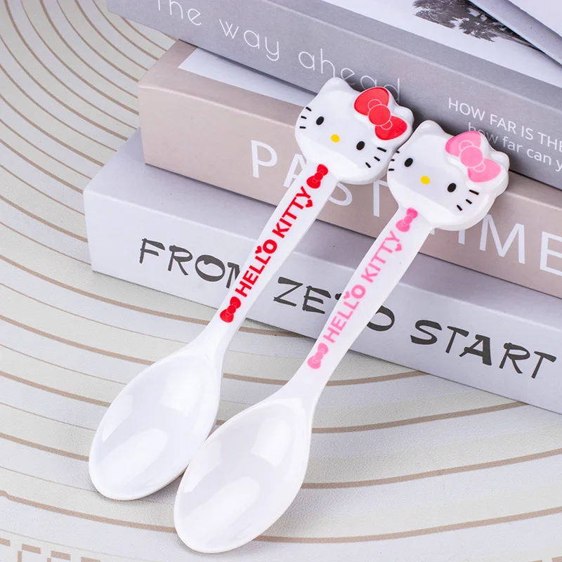 New Sanrio Hello Kitty Tableware Kuromi Cartoon Cute Creative Kawaii Children's Tableware Soup Spoon Girl and Boy for Gifts